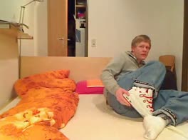 Teen sock sneaker jerk and sniff